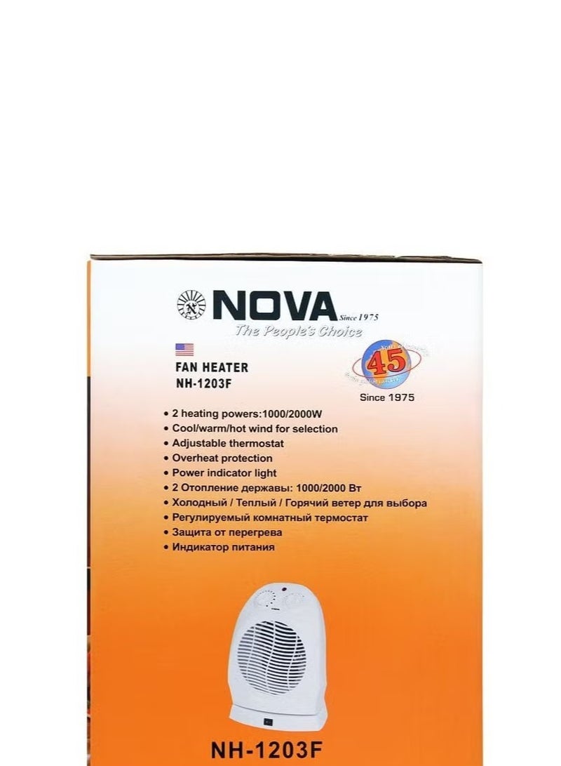 NOVA Fan Room Heater NH-1203F – Compact Portable Room Heater with Adjustable Heat Settings, Energy-Efficient, Quiet Operation, Ideal for Home, Office, and Small Rooms  - Image 4