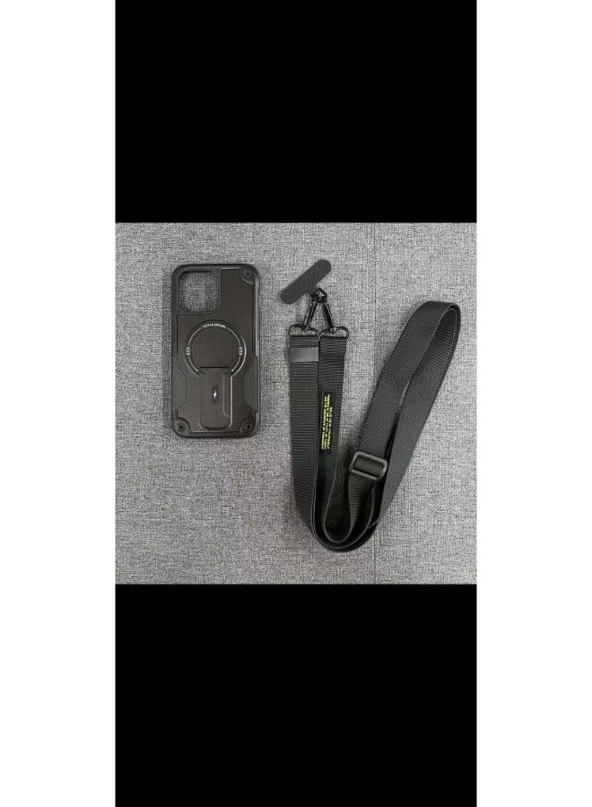 ACLIX 15 Pro Max Magnetic wireless charging phone case with bracket Black - Image 1