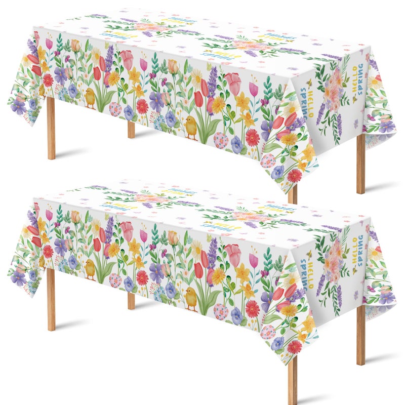 OHOME 2 Pack Spring Decorations - Spring Decorations for Home Indoor Outdoor - Disposable Plastic Spring Tablecloth | Spring Party Decorations Favors Supplies for Table Decor Backdrop Banner - Image 1