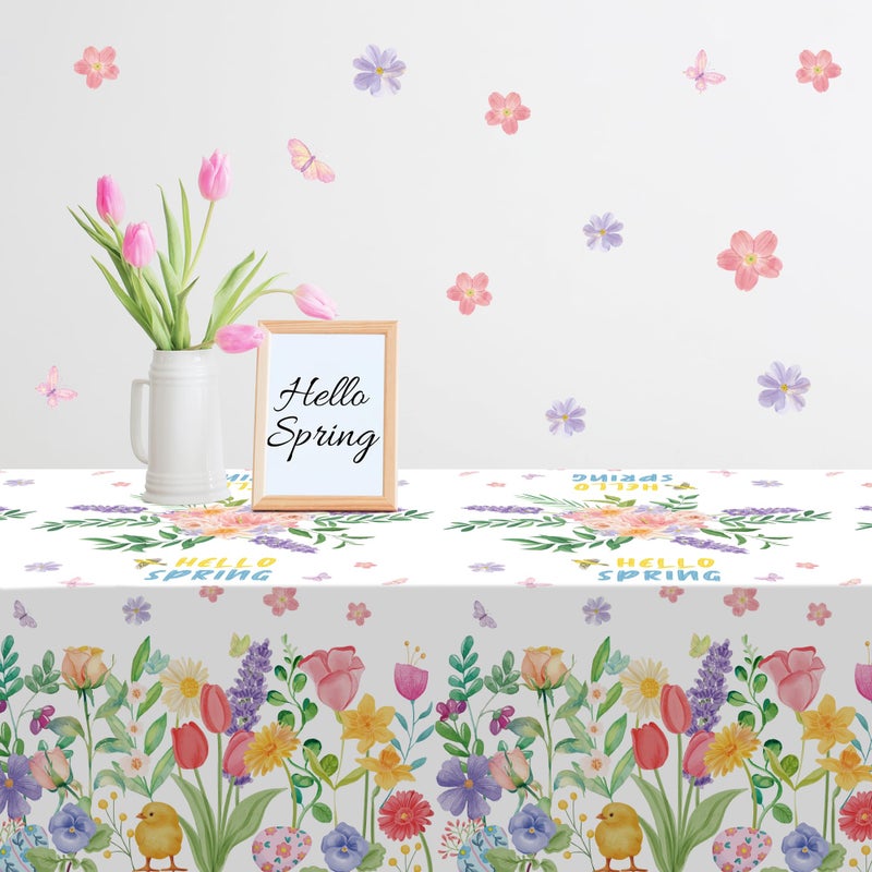 OHOME 2 Pack Spring Decorations - Spring Decorations for Home Indoor Outdoor - Disposable Plastic Spring Tablecloth | Spring Party Decorations Favors Supplies for Table Decor Backdrop Banner - Image 5