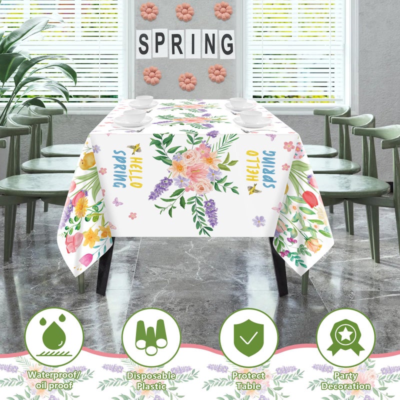 OHOME 2 Pack Spring Decorations - Spring Decorations for Home Indoor Outdoor - Disposable Plastic Spring Tablecloth | Spring Party Decorations Favors Supplies for Table Decor Backdrop Banner - Image 3