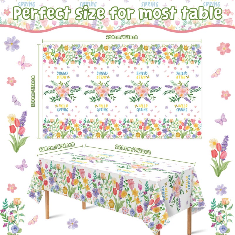 OHOME 2 Pack Spring Decorations - Spring Decorations for Home Indoor Outdoor - Disposable Plastic Spring Tablecloth | Spring Party Decorations Favors Supplies for Table Decor Backdrop Banner - Image 2