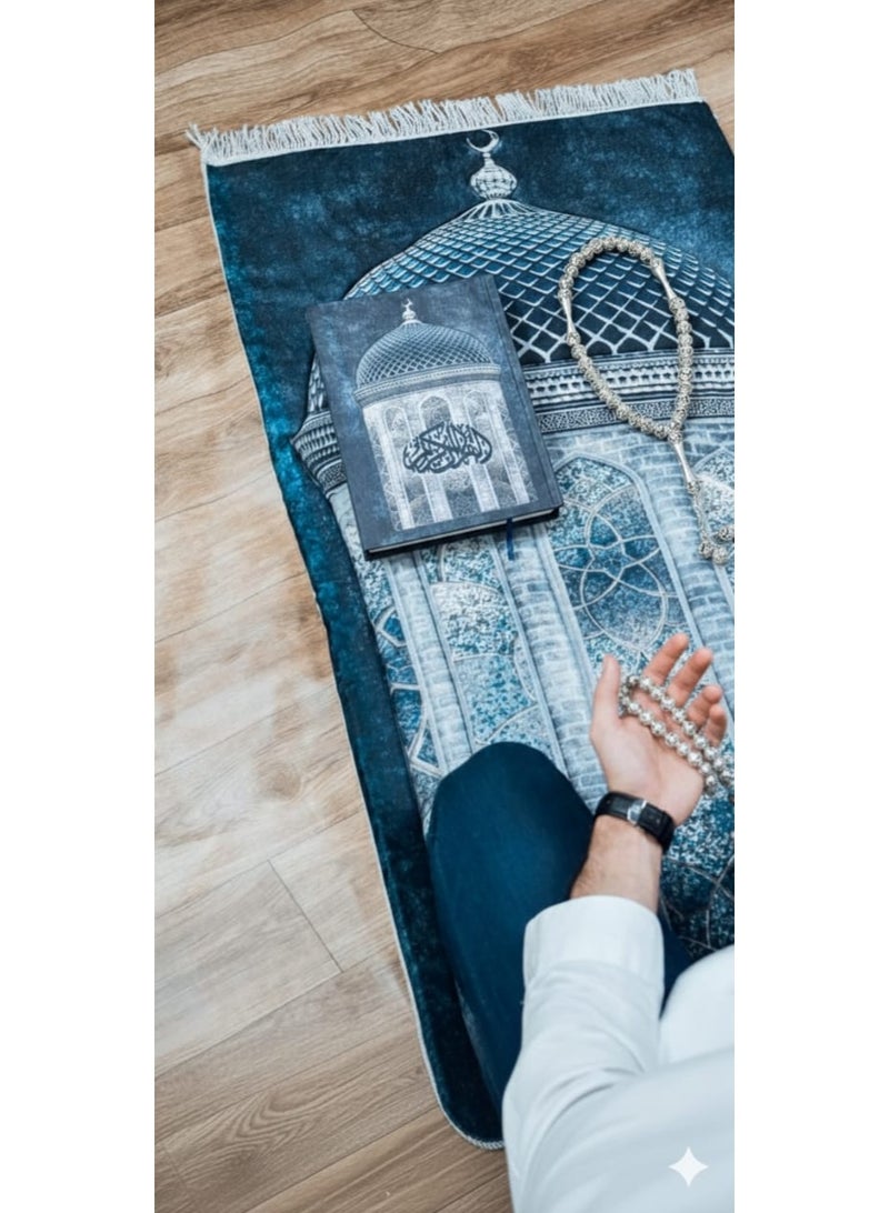 i diD Premium Prayer Mat for Adults, Ultra-Sot with thickness 2 CM, very comfortable for knees and forehead, anti-slip, with an elegant Islamic design, with a rosary and an authenticated copy of the Holy Quran, giving you a sense of comfort and reverence, Elegant Muslim Gift for Hajj, Ramadan, and Eid or any Event - Image 1