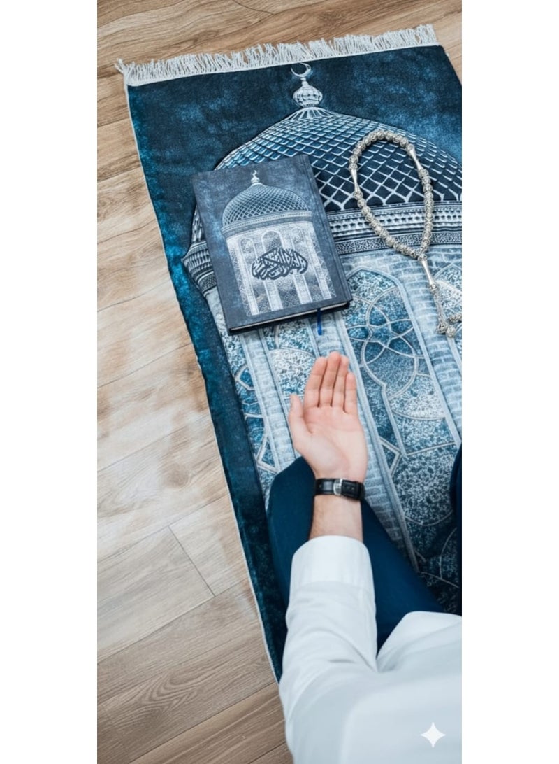 i diD Premium Prayer Mat for Adults, Ultra-Sot with thickness 2 CM, very comfortable for knees and forehead, anti-slip, with an elegant Islamic design, with a rosary and an authenticated copy of the Holy Quran, giving you a sense of comfort and reverence, Elegant Muslim Gift for Hajj, Ramadan, and Eid or any Event - Image 3