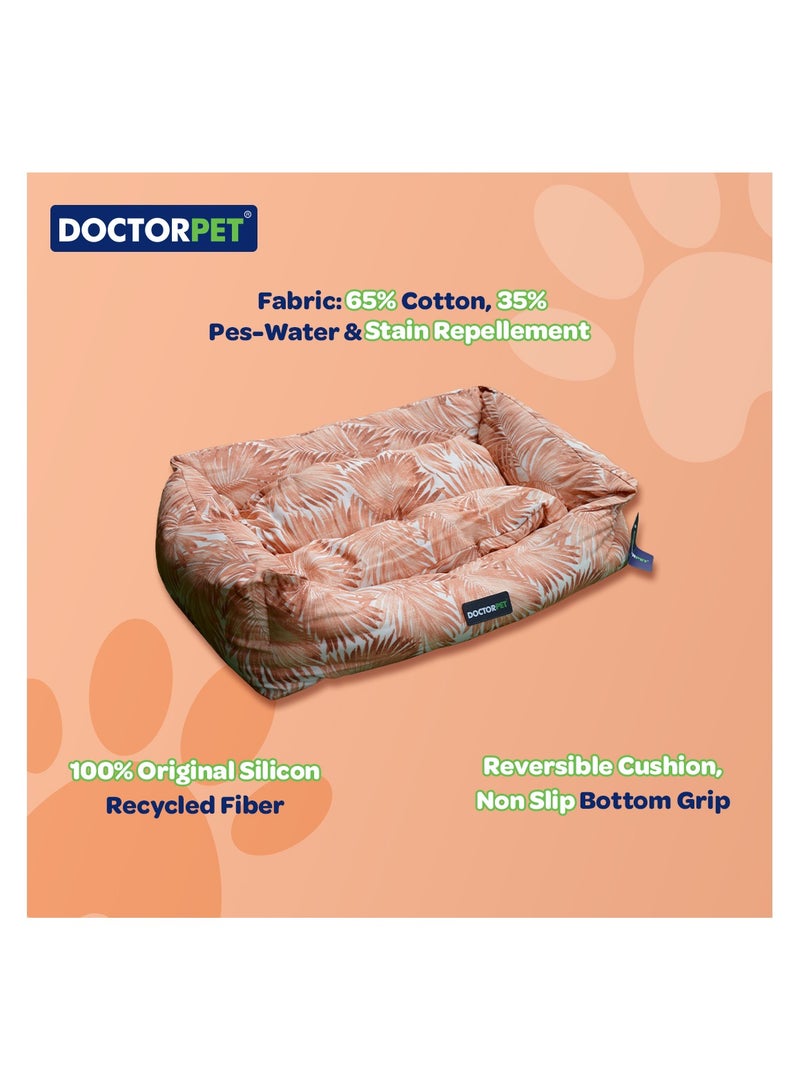 DOCTERPET Doctor Pet Makaron Series Rectangle Pet Bed Medium  Soft Washable Fabric, Reversible Cushion, Non-Slip Base - Ideal for Cats & Medium Dogs - Image 4