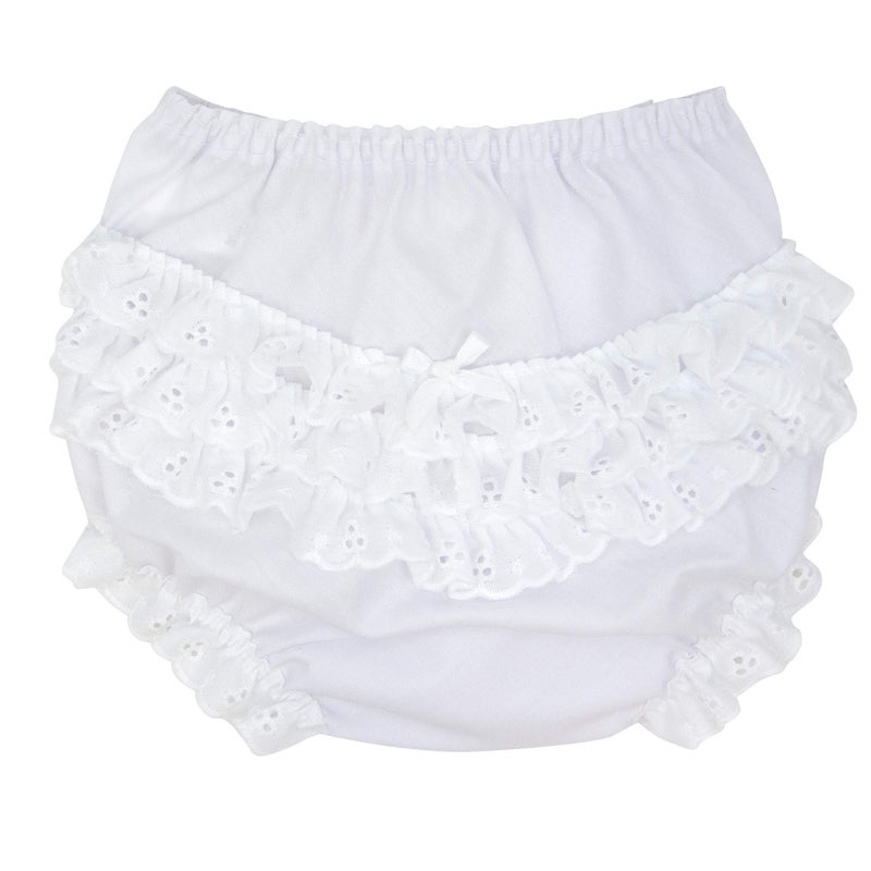IC Collections I.C. Collections Baby Girls White Batiste Rumba White Diaper Cover Baby Girl- Ruffle Butts Baby Bloomers for Under Dress- Baby Size XL - Image 5