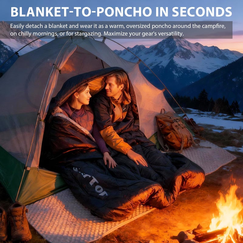 GEERTOP Comfort Doublewide Sleeping Bag with Blanket Queen Size Two Person Sleeping Bag for Adults, Couples & Family Camping - Image 3
