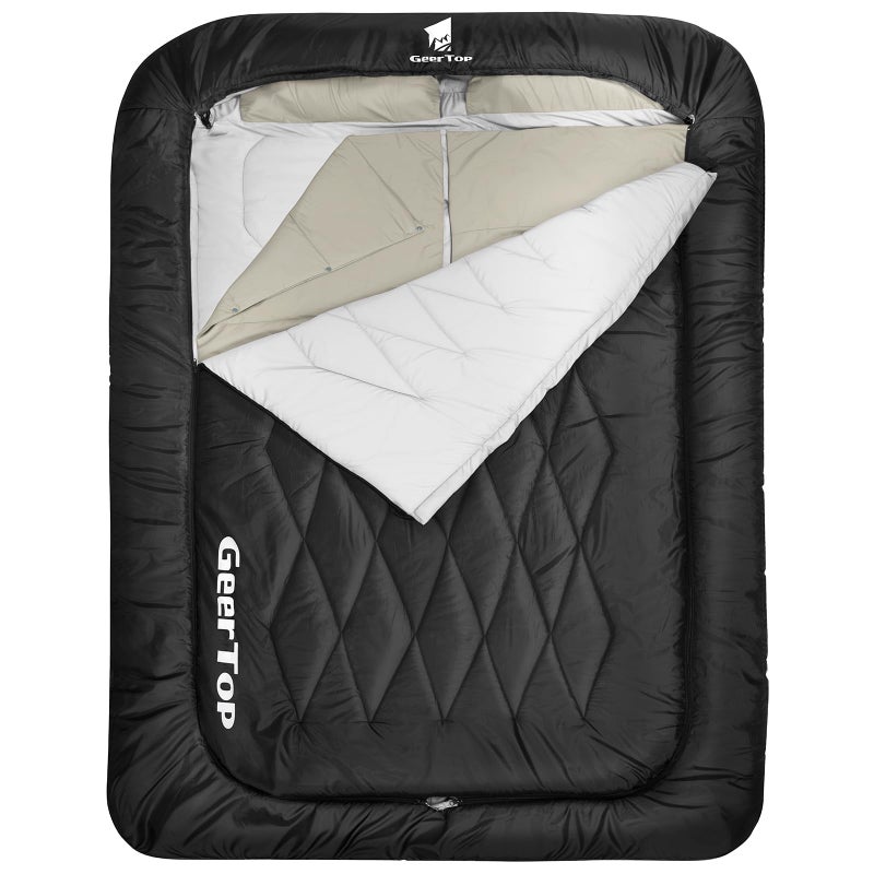 GEERTOP Comfort Doublewide Sleeping Bag with Blanket Queen Size Two Person Sleeping Bag for Adults, Couples & Family Camping - Image 1
