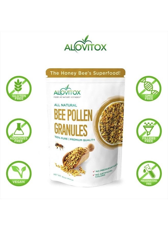 ALOVITOX - Bee Pollen Granules 16 Oz | 100% Pure, Fresh Raw Bee Pollen | Superfood Packed Bee Pollen with Antioxidant, Protein, Vitamins & More | Nutritional Yeast & Gluten Free - Image 1