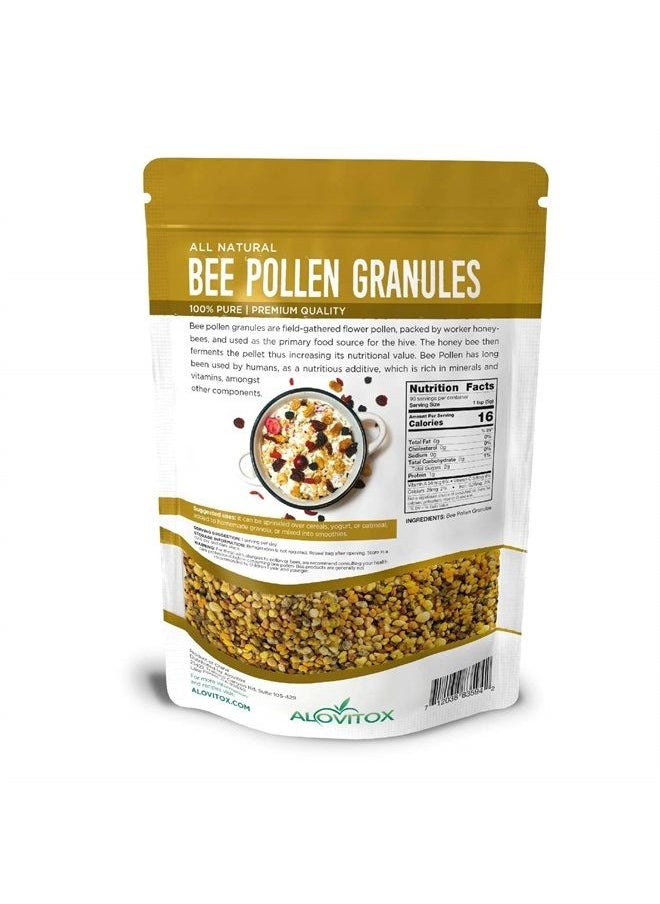 ALOVITOX - Bee Pollen Granules 16 Oz | 100% Pure, Fresh Raw Bee Pollen | Superfood Packed Bee Pollen with Antioxidant, Protein, Vitamins & More | Nutritional Yeast & Gluten Free - Image 1