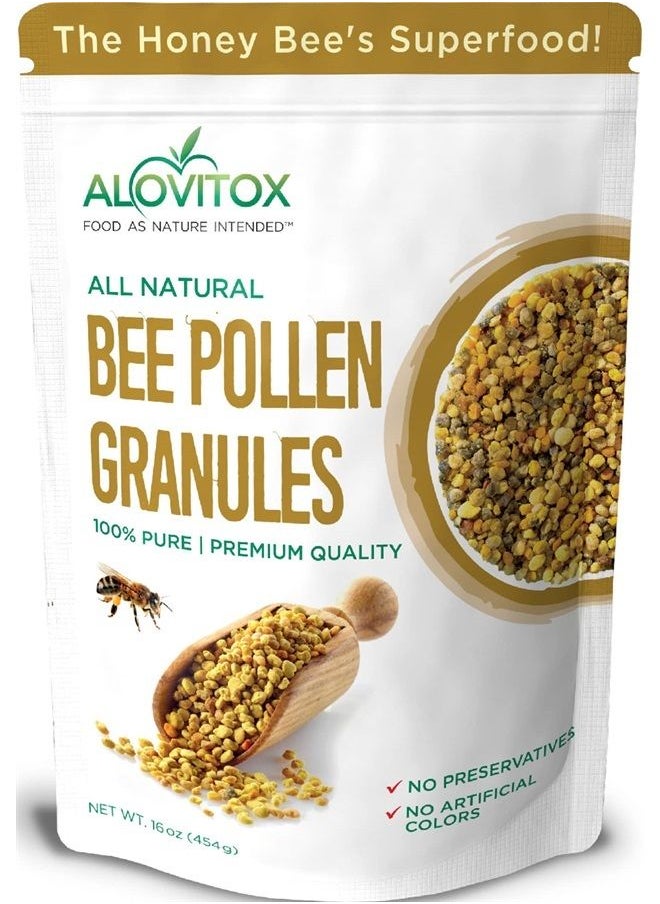 ALOVITOX - Bee Pollen Granules 16 Oz | 100% Pure, Fresh Raw Bee Pollen | Superfood Packed Bee Pollen with Antioxidant, Protein, Vitamins & More | Nutritional Yeast & Gluten Free - Image 1