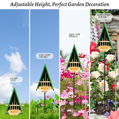 UQM 2025 New Butterfly House and Feeder for Outside, Wooden Butterfly House with Metal Stake for Garden, Natural Butterfly Habitat with Butterfly Puddler on The Floor or Hanging on Tree Wall - Image 4