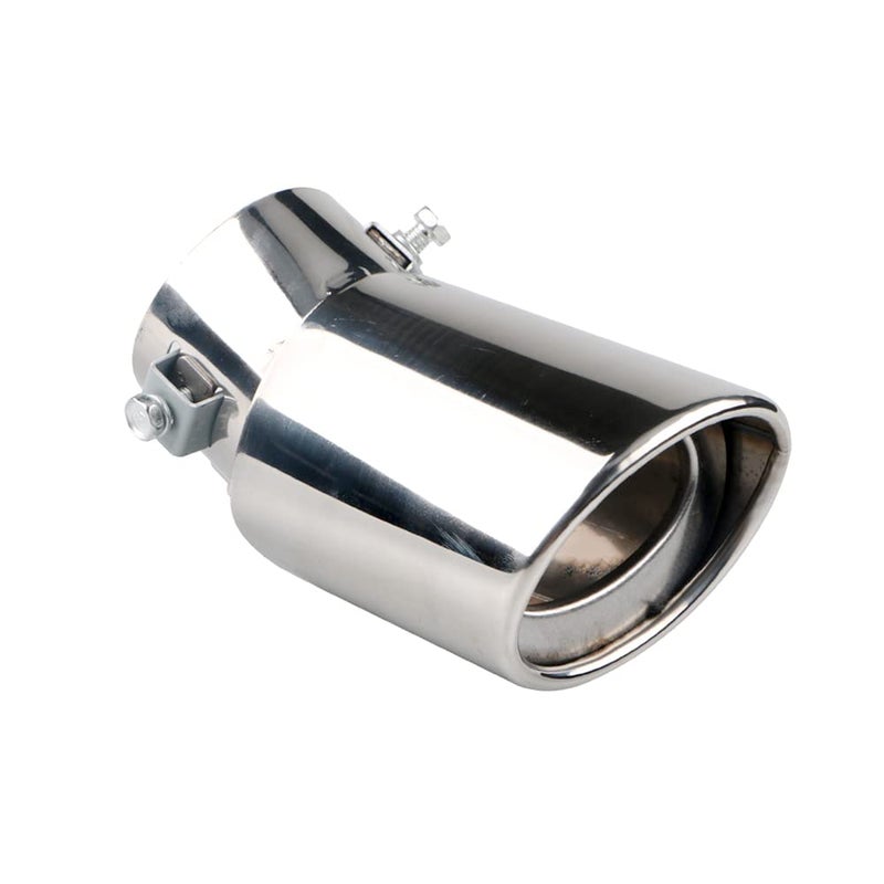 Sakali Polished Exhaust Tip BoltOn Car Exhaust Tail Muffler Tip Pipes Universal Fit Pipe Diameter 15 to 225 SilverCurved