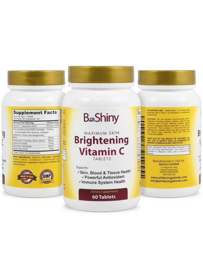 Vitamin C Complex 1000 Mg Tablets For Skin Lightening Brightening Antioxidant With Rose Hips And Bioflavinoids Immune Support Supplement Healthy Aging Builds Energy And Overall Well Being