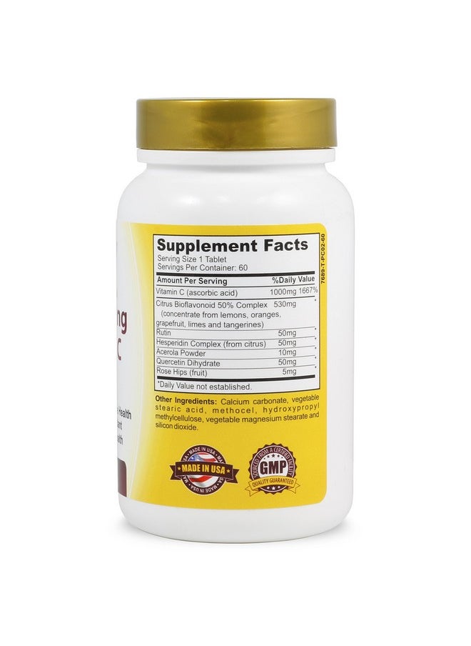 Vitamin C Complex 1000 Mg Tablets For Skin Lightening Brightening Antioxidant With Rose Hips And Bioflavinoids Immune Support Supplement Healthy Aging Builds Energy And Overall Well Being