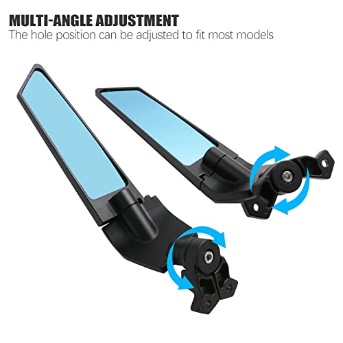PACEWALKER Motorcycle Adjustable Aluminum Rearview Mirror Wind Wing Mirror Compatible with 2018-2022 KAWASAKI Ninja 400 650 ZX10R ZX6R ZX-636 Honda Suzuki(Anti-glare lens) - Image 2