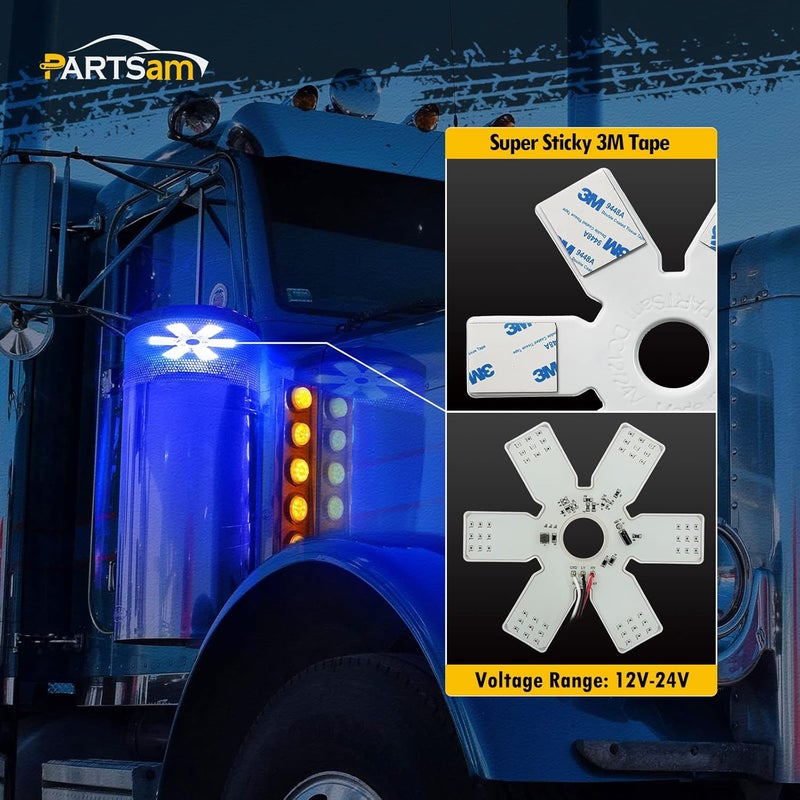 Partsam LED Air Cleaner Light 7.8" Ultra-Thin Hex Style with 54 Diodes for Trucks and RVs (Blue) - Image 5