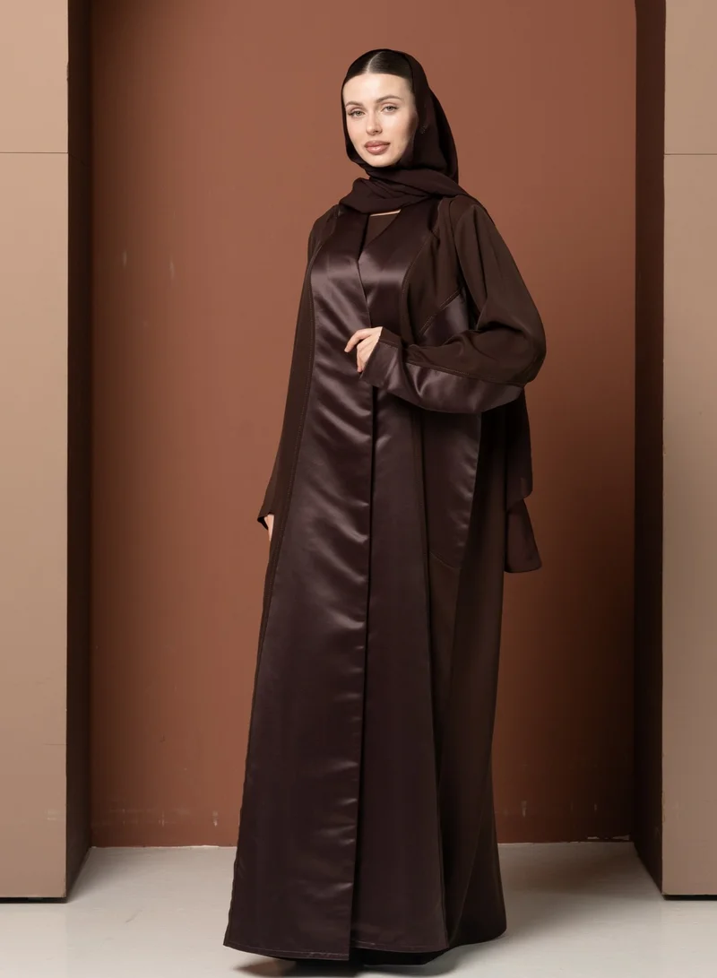 Meem by Mariyah Front open abaya with sheila