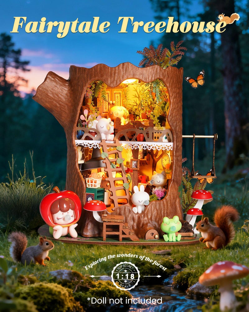 Rolife DIY Miniature House Kit Fairytale Tree House 1:18 Dollhouse Diorama Fantasy Forest Theme Tiny House Building Kit Home Decor Gift for Adults Craft Lovers - Image 2