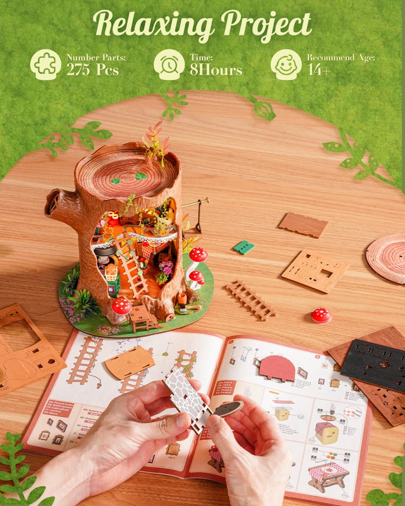 Rolife DIY Miniature House Kit Fairytale Tree House 1:18 Dollhouse Diorama Fantasy Forest Theme Tiny House Building Kit Home Decor Gift for Adults Craft Lovers - Image 4