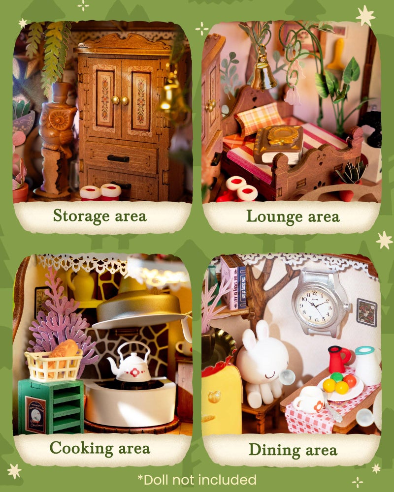 Rolife DIY Miniature House Kit Fairytale Tree House 1:18 Dollhouse Diorama Fantasy Forest Theme Tiny House Building Kit Home Decor Gift for Adults Craft Lovers - Image 3