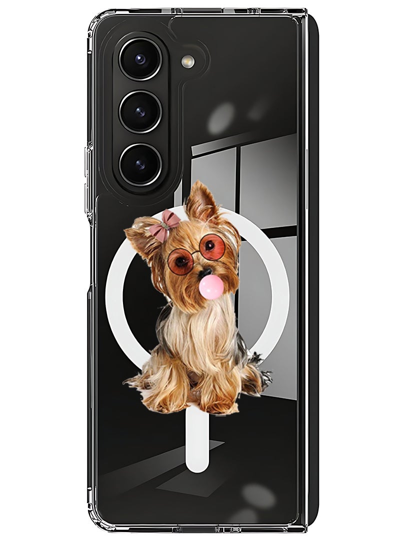 Theodor Magnetic Case for Samsung Galaxy Z Fold 5 Compatible with MagSafe Wireless Charging, Shockproof Phone Bumper Cover Dog - Image 1