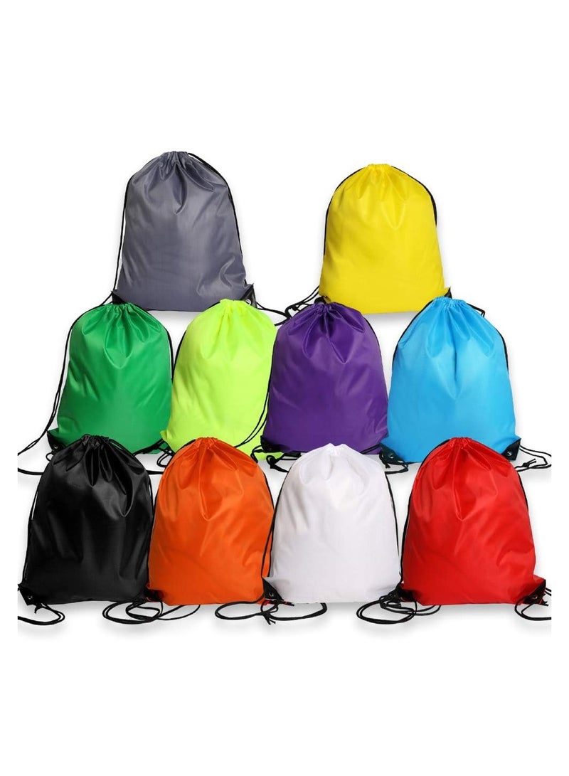 KASTWAVE Drawstring Bags, 10 Pack Waterproof Running Backpacks for Beach Party Outdoor Travel Sport Hiking Climbing Swimming, Durable Multiple Colors Gift Bags for School Children - Image 1