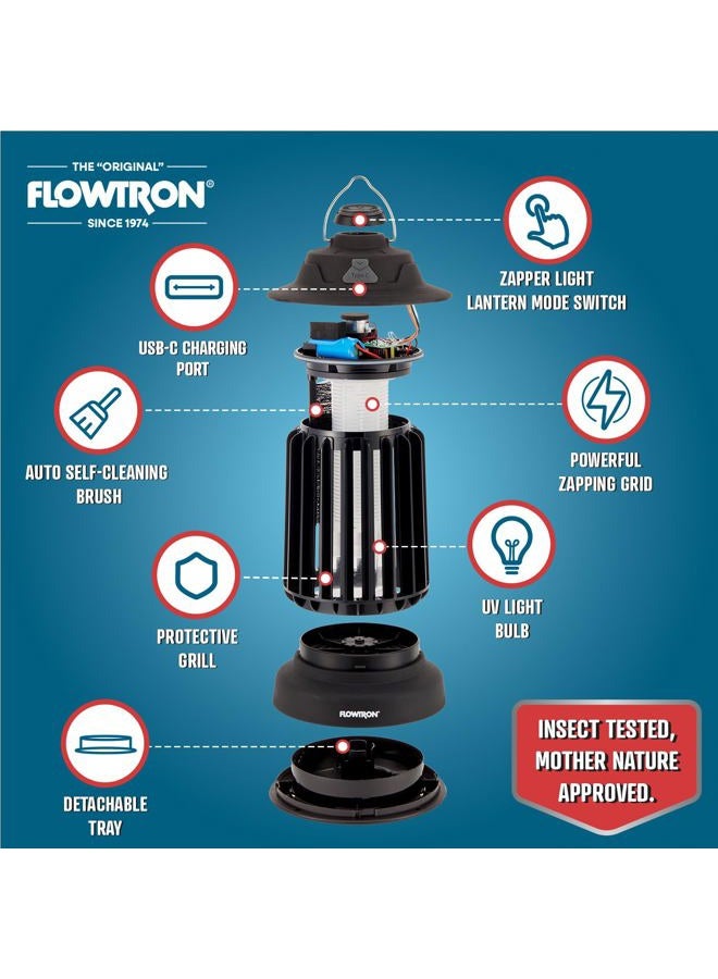 Flowtron Bug Zapper Lantern | 2-in-1 Electric Mosquito Killer & LED Camping Lantern, 2150 Sq Ft Coverage, 2000mAh Rechargeable Battery, Self-Cleaning Bug Zapper for Patio Outdoor & Indoor Use - Image 2