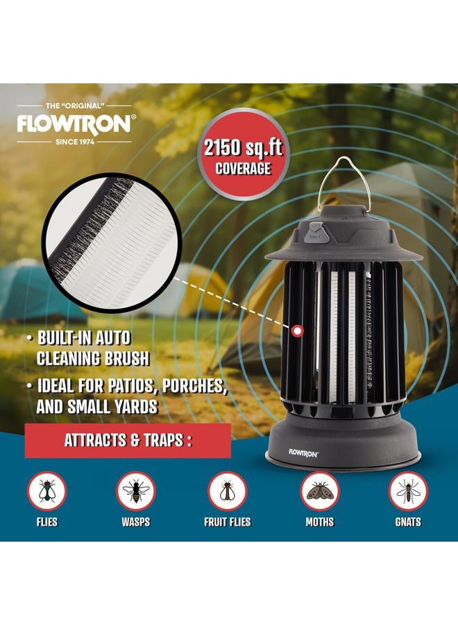 Flowtron Bug Zapper Lantern | 2-in-1 Electric Mosquito Killer & LED Camping Lantern, 2150 Sq Ft Coverage, 2000mAh Rechargeable Battery, Self-Cleaning Bug Zapper for Patio Outdoor & Indoor Use - Image 3