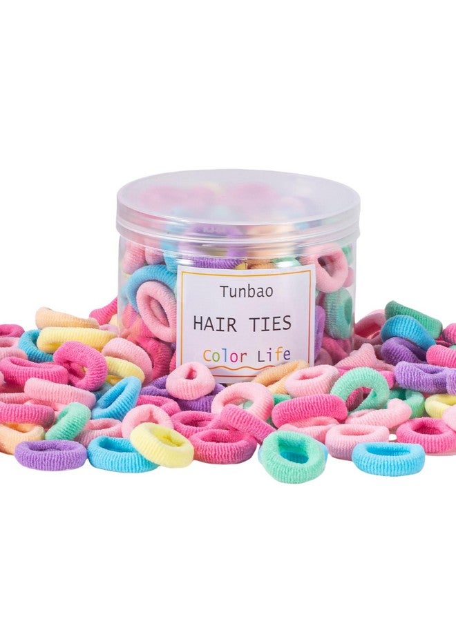 Tunbao 100 Psc Baby Hair Ties,Soft Cotton Toddler Hair Ties,Small Seamless Hair Ties for Little Girls and Kids,Multicolor Hair Elastics Ponytail Holders - Image 1