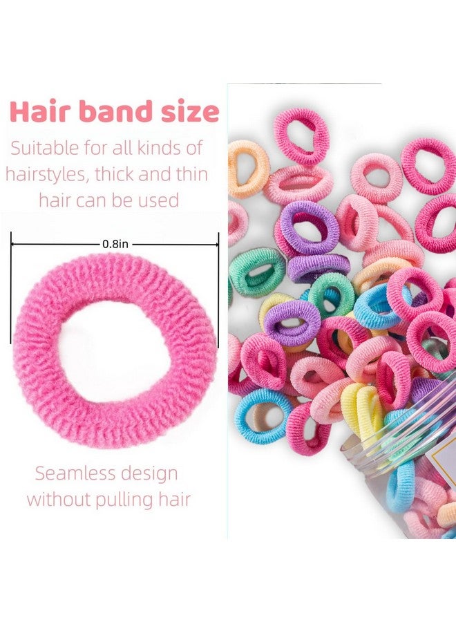 Tunbao 100 Psc Baby Hair Ties,Soft Cotton Toddler Hair Ties,Small Seamless Hair Ties for Little Girls and Kids,Multicolor Hair Elastics Ponytail Holders - Image 3