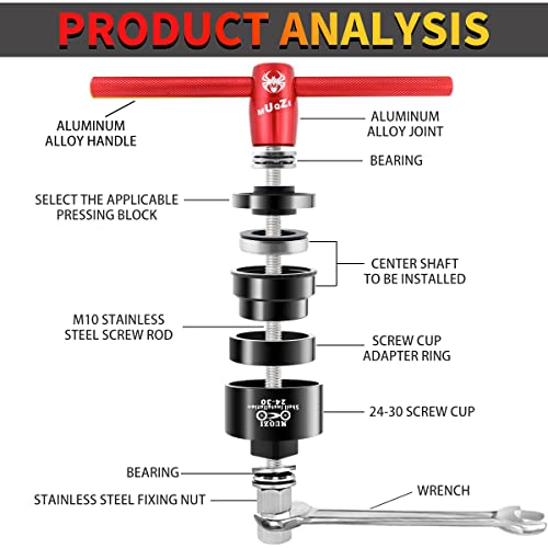 MUQZI Bicycle Bottom Bracket Install Removal Tool Kit Bike BB86/BB30/BB91/BB92/PF30 Bottom Bracket Bearing and Headset Press Installation Tool, Black - Image 2
