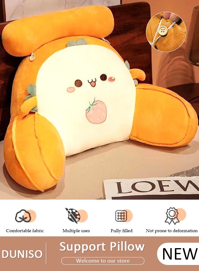 DUNISO Husband Pillow Backrest with Arms Adult Reading Pillow Shredded Memory Foam, Ultra-Comfy Removable Microplush Cover and  Detachable Neck Roll Unmatched Support Bed Rest Sit Up Pillow - Image 1