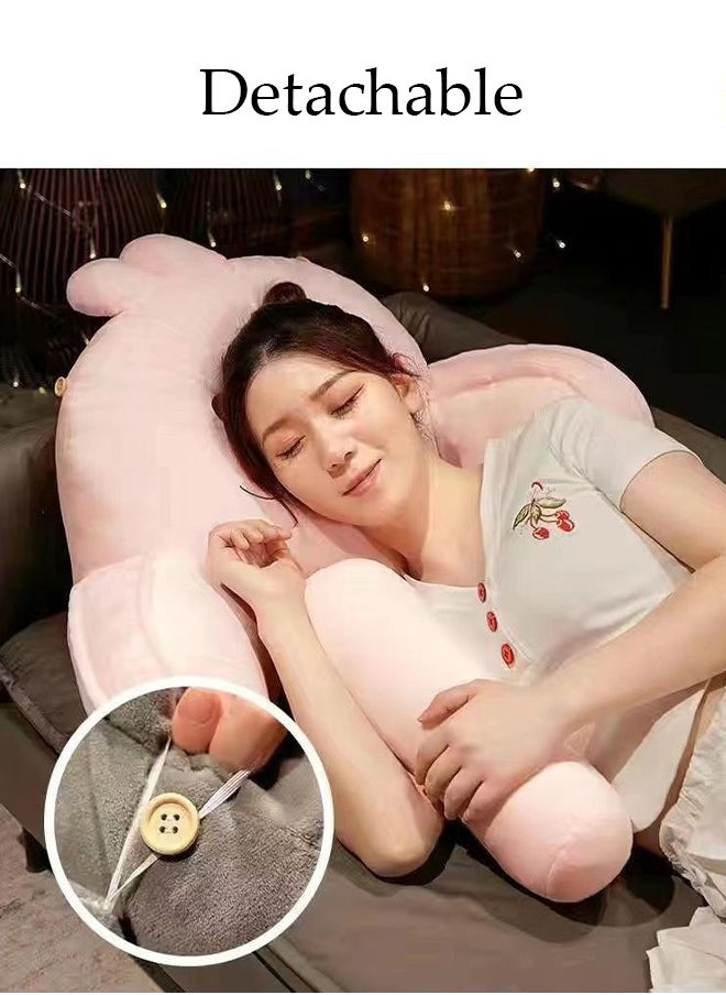Husband Pillow Backrest with Arms Adult Reading Pillow Shredded Memory Foam, Ultra-Comfy Removable Microplush Cover and  Detachable Neck Roll Unmatched Support Bed Rest Sit Up Pillow