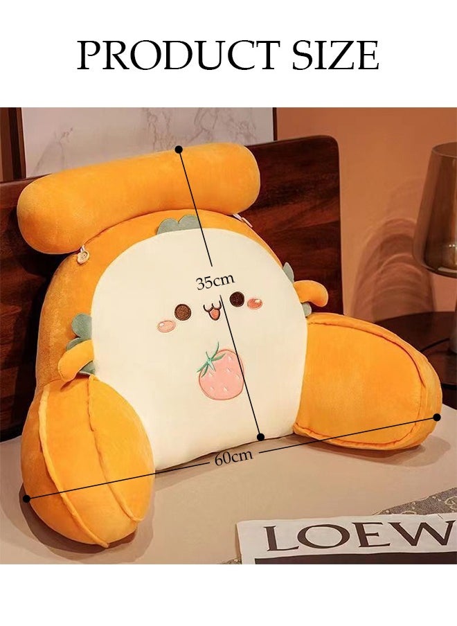 Husband Pillow Backrest with Arms Adult Reading Pillow Shredded Memory Foam, Ultra-Comfy Removable Microplush Cover and  Detachable Neck Roll Unmatched Support Bed Rest Sit Up Pillow