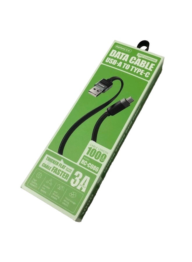 ريماكس كابل شحن عالي السرعة، كابل USB إلى Type-C سريع 3 أمبير، تصميم مضفر متين بطول 1 متر مع موصلات من سبائك الألومنيوم، ونقل بيانات مستقر، وتوافق عالمي - Image 2