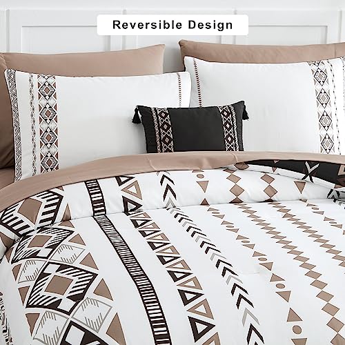 Geniospin Queen Comforter Set - 7 Pieces Bedding Set, Boho Bed in A Bag, Lightweight Soft Aztec Bedding, All Season Bed Comforter Set with Sheets, Pillowcases & Shams - Image 5