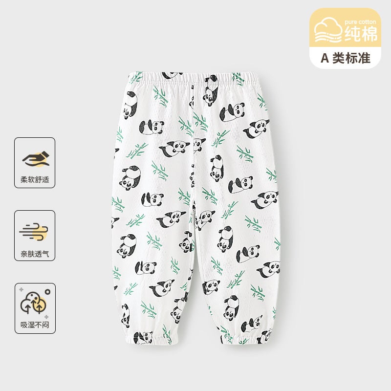 Children'S Summer Pants Thin Loose Anti-Mosquito Pants Boys And Girls Trousers Home Baby Casual Pure Cotton Mesh - Image 1