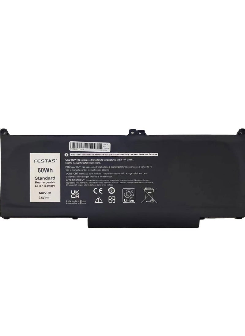 Generic - MXV9V 7.6V 60Wh Battery Compatible with Dell Latitude 5300 5310 7300 7400 E5300 E5310 E7300 E7400, Inspiron 7300 7306 2-in-1, Latitude 5300 2-in-1, 5300 10-10 2-in-15310 2-in-1 5VC2M - Image 1