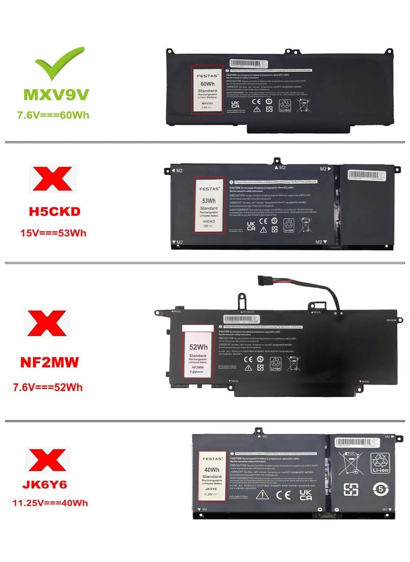Generic - MXV9V 7.6V 60Wh Battery Compatible with Dell Latitude 5300 5310 7300 7400 E5300 E5310 E7300 E7400, Inspiron 7300 7306 2-in-1, Latitude 5300 2-in-1, 5300 10-10 2-in-15310 2-in-1 5VC2M - Image 1