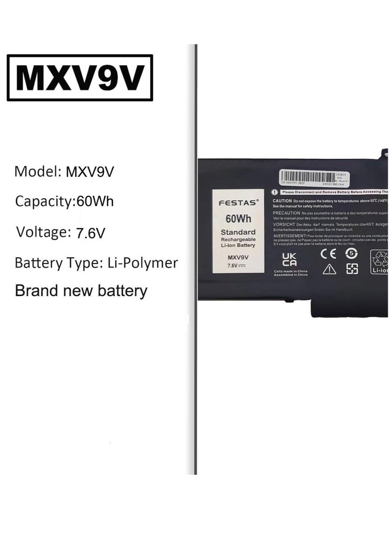 Generic - MXV9V 7.6V 60Wh Battery Compatible with Dell Latitude 5300 5310 7300 7400 E5300 E5310 E7300 E7400, Inspiron 7300 7306 2-in-1, Latitude 5300 2-in-1, 5300 10-10 2-in-15310 2-in-1 5VC2M - Image 1