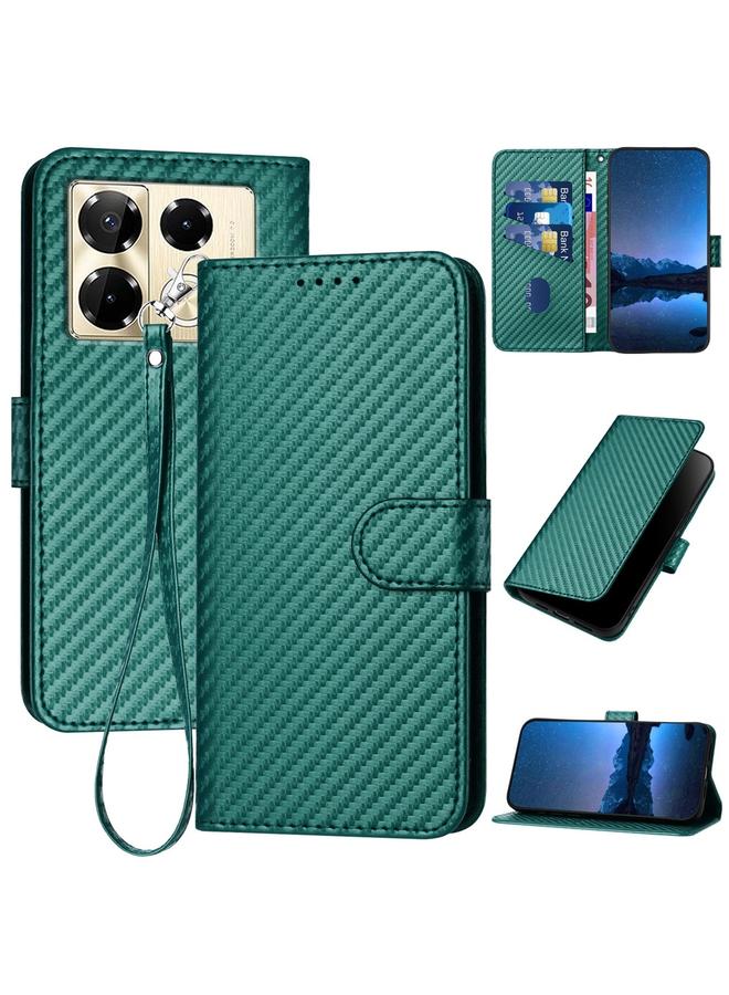 Zaboon Case For Infinix Note 40 Pro 4G / 5G YX0070 Carbon Fiber Buckle Leather Phone Case with Lanyard - Image 1