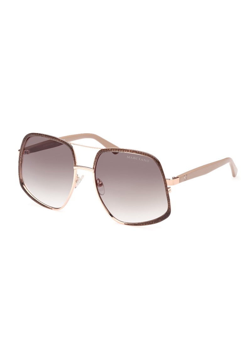 GUESS BY MARCIANO Women's UV Protection Asymmetrical Shape Metal Sunglasses GM082628F60 - Lens Size: 60 Mm - Shiny Rose Gold  - Image 1