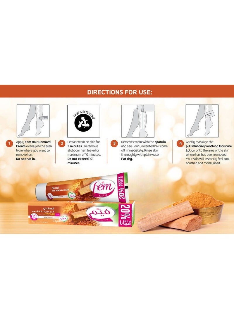 fem Fem Sandal Hair Removal Cream+Skin Care Lotion Dry Skin - 108 Gm - Image 3