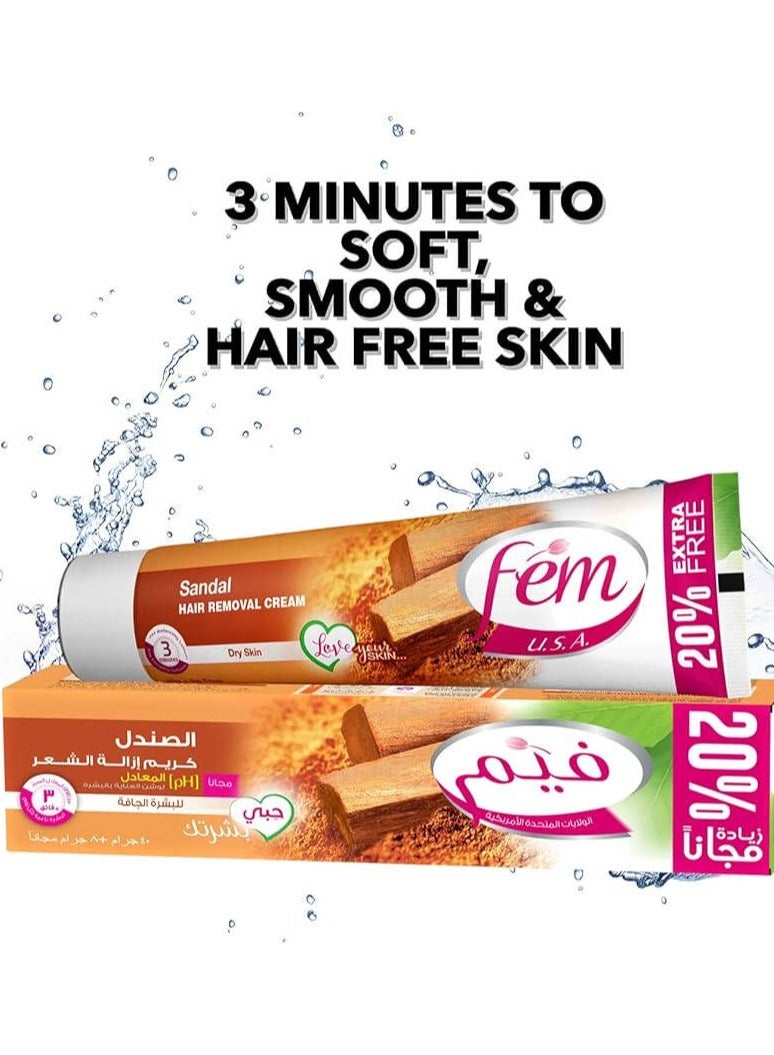 fem Fem Sandal Hair Removal Cream+Skin Care Lotion Dry Skin - 108 Gm - Image 2
