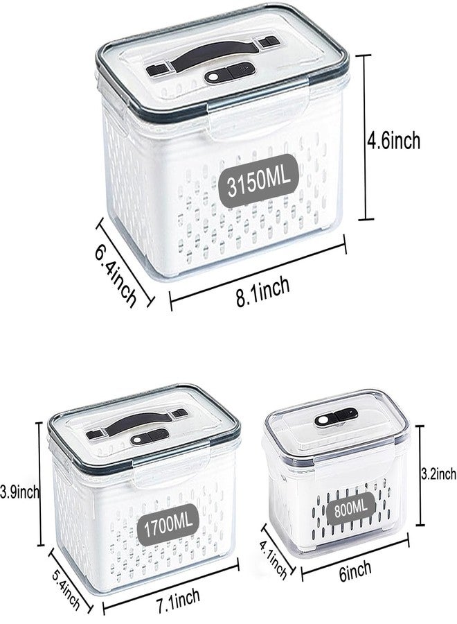 Ronanemon Fruit Storage Containers for Fridge with vent holes and handle，Airtight Food Storage Containers Keep Fruits, Vegetables, Berry, Meat Fresh longer,BPA-free Fridge Storage Container with Lid (3 Pack) - Image 5