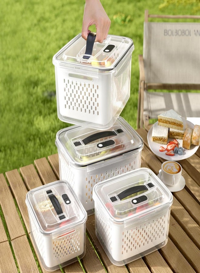 Ronanemon Fruit Storage Containers for Fridge with vent holes and handle，Airtight Food Storage Containers Keep Fruits, Vegetables, Berry, Meat Fresh longer,BPA-free Fridge Storage Container with Lid (3 Pack) - Image 2