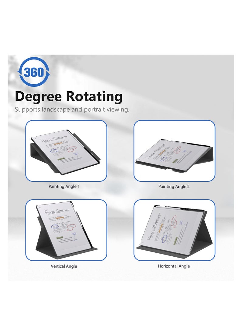 My Choice Remarkable Paper Pro 11.8”, Slim Hard Back Shell Protective Auto Sleep/Wake Book Folio Cover with Pen Holder for Remarkable Paper Pro Tablet 2024 Released, Black - Image 3