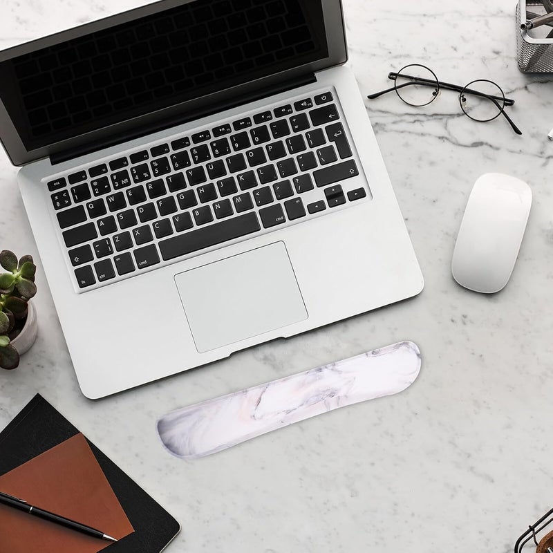 Marble Pattern Memory Foam Mouse Pad and Keyboard Wrist Rest Set 2pcs, Ergonomic Wrist Support for Relief, Non-Slip Desk Accessory for Home Office Use - Image 4