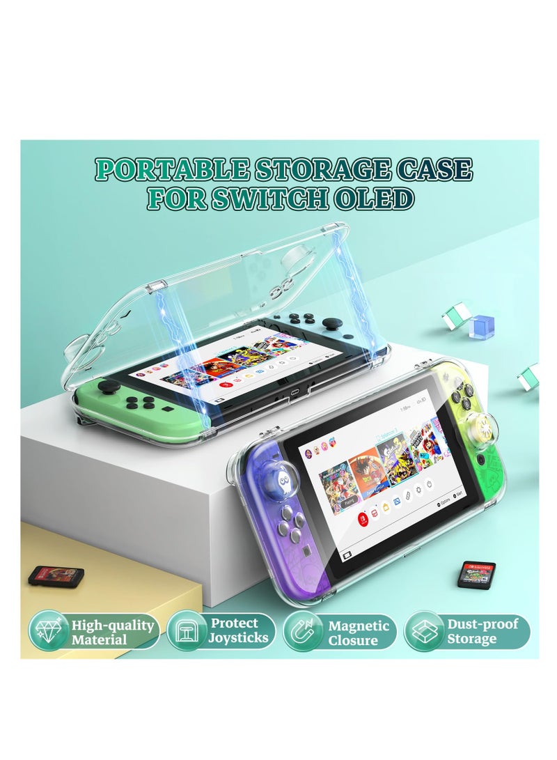 Excefore Transparent Case for Nintendo Switch OLED, Magnetic Closure Travel Case for Switch OLED, Comfort Grip Case with Shock-Absorption and Anti-Scratch Design, Transparent  - Image 2